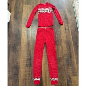 Hanna Andersson Organic Cotton Red Fair Isle Pajama Set Kids Size 10